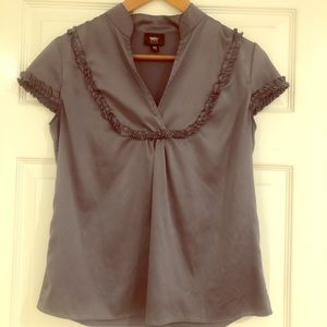 Chic+ sexy silk v-neck silver/dark grey top